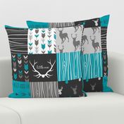 Patchwork Deer - Teal Ironwood - Wholecloth quilt