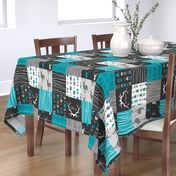 Patchwork Deer - Teal Ironwood - Wholecloth quilt