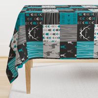 Patchwork Deer - Teal Ironwood - Wholecloth quilt