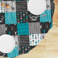 Patchwork Deer - Teal Ironwood - Wholecloth quilt