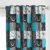 Patchwork Deer - Teal Ironwood - Wholecloth quilt