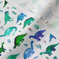 Extra Tiny Dinos in Blue and Green on White