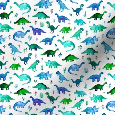 Extra Tiny Dinos in Blue and Green on White