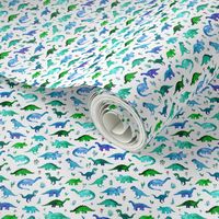 Extra Tiny Dinos in Blue and Green on White