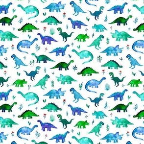 Extra Tiny Dinos in Blue and Green on White