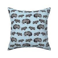 musk ox fabric // arctic animal fabric canada alaska greenland - light blue