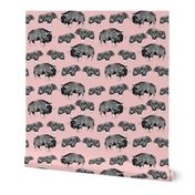 musk ox fabric // arctic animal fabric canada alaska greenland - pale pink