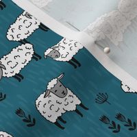 sheep fabric // field of sheep fabric bondi blue 