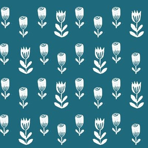 tulip flower fabric // nursery baby design simple delicate floral fabric - bondi blue