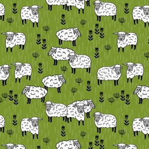 sheep fabric // field of sheep wool animals farms animals - moss green