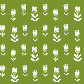 tulip flower fabric // nursery baby design simple delicate floral fabric - moss green