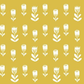 tulip flower fabric // nursery baby design simple delicate floral fabric - mustard