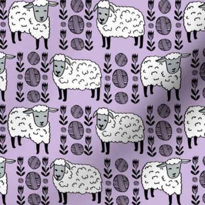 sheep fabric // field of sheep wool animals farms animals - pastel purple