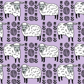 sheep fabric // field of sheep wool animals farms animals - pastel purple