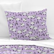 sheep fabric // field of sheep wool animals farms animals - pastel purple