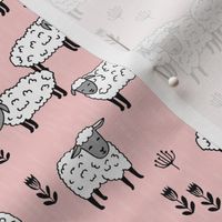 sheep fabric // field of sheep wool animals farms animals - pale pink