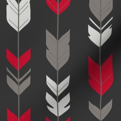 Arrow Feathers - bright red, grey on black