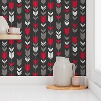 Arrow Feathers - bright red, grey on black