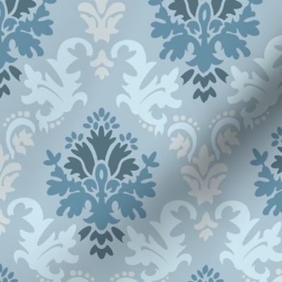 Grey Teal Damask