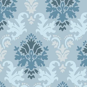 Grey Teal Damask