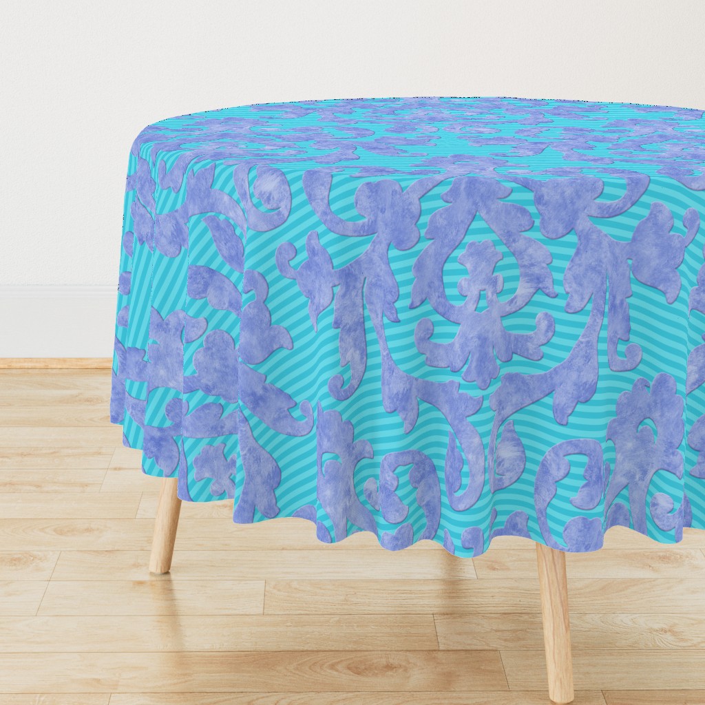 Lavender-Aqua Damask Oversize