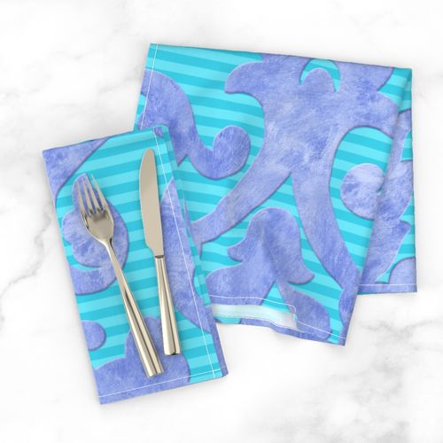 Lavender-Aqua Damask Oversize