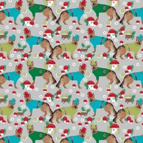 german shepherd fabric gnomes woodland fairy tale design - small print