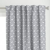 Dachshund floral dog silhouette dog breed fabric grey