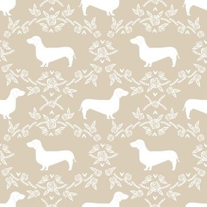 Dachshund floral dog silhouette dog breed fabric sand