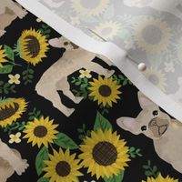 French Bulldog frenchie sunflowers floral dog silhouette dog breed fabric 3