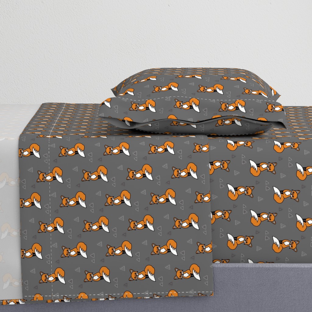 Fox on Grey with Triangles