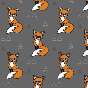 Fox on Grey with Triangles