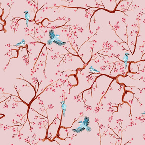 Bluebirds and Blossoms in Pink