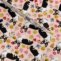 corgi emoji fabric tricolored corgis dog fabric - blush