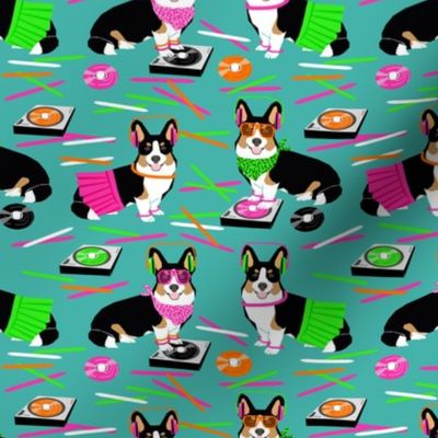 corgi dj raver fabric club glow sticks - turquoise