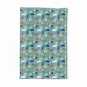 corgis in space fabric corgi cute dog design - blue