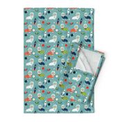 corgis in space fabric corgi cute dog design - blue