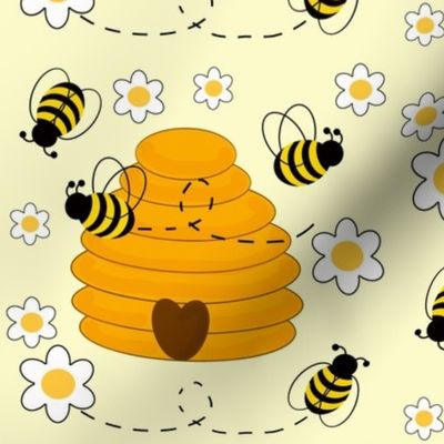 Honey Bumble Bee Hive Floral Daisy