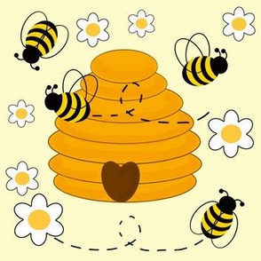 Honey Bumble Bee Hive Floral Daisy