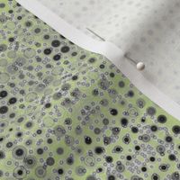 Dancing Dots and Spots of Grey on Cool Spring Green