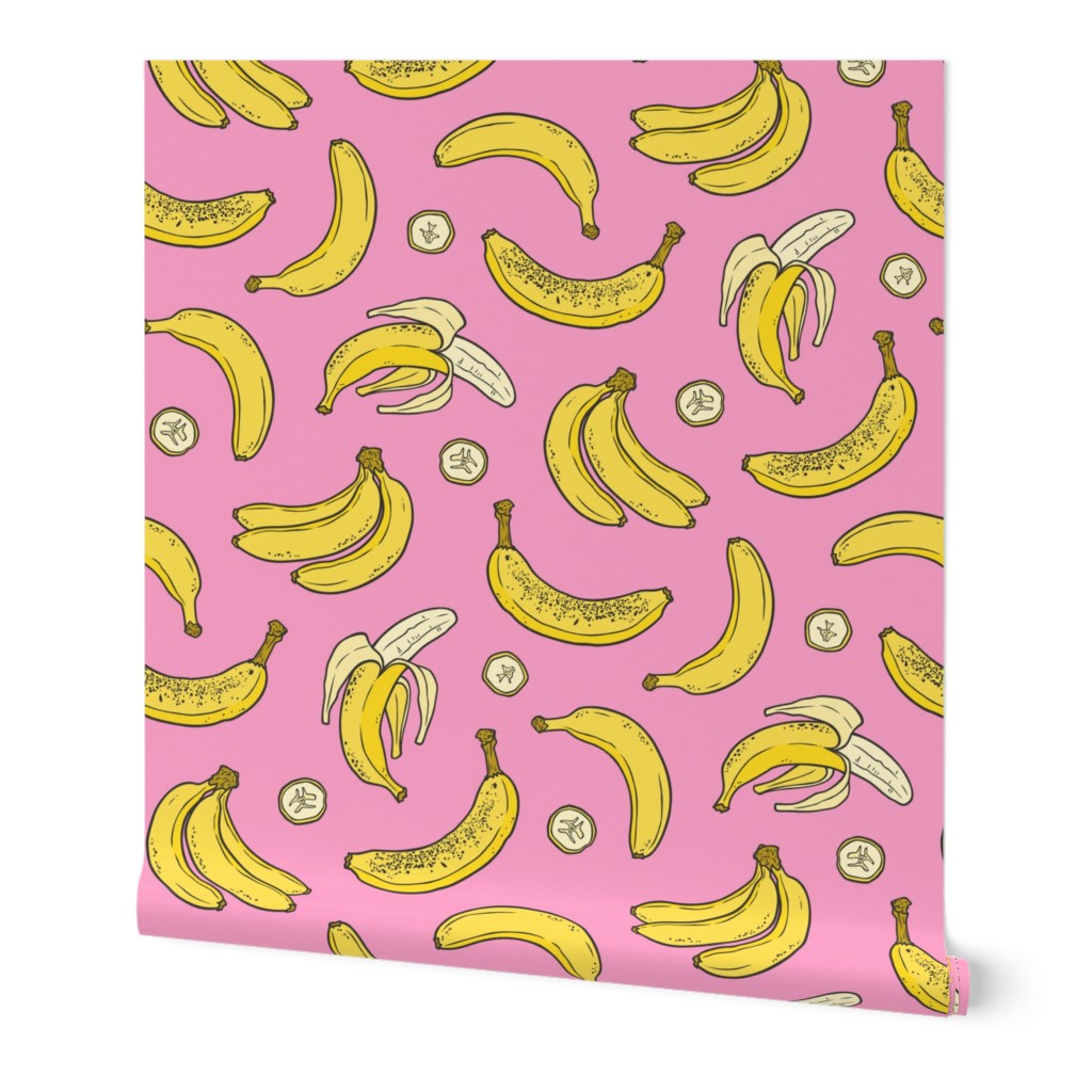 Bananas Summer Fruits on Pink