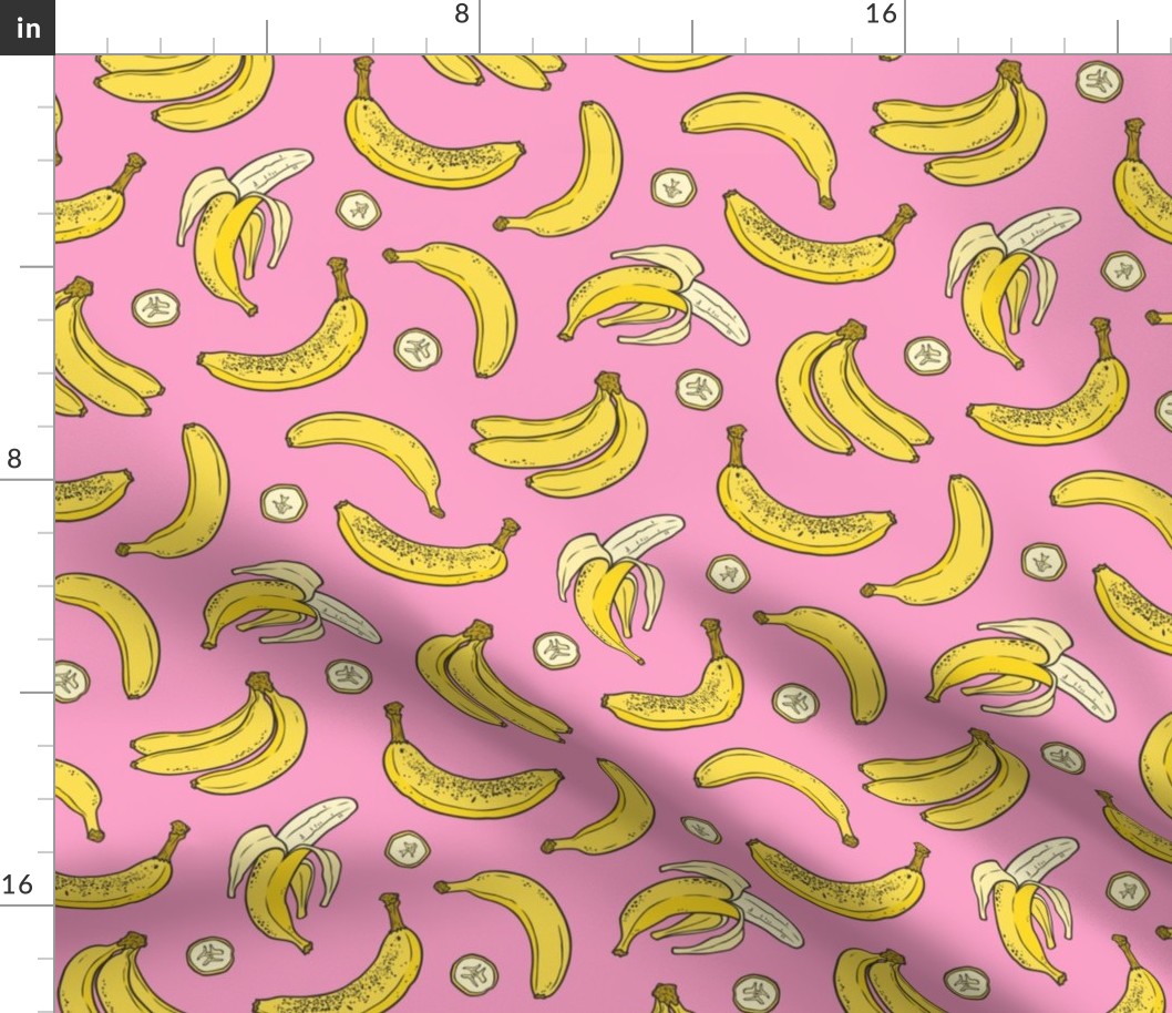Bananas Summer Fruits on Pink