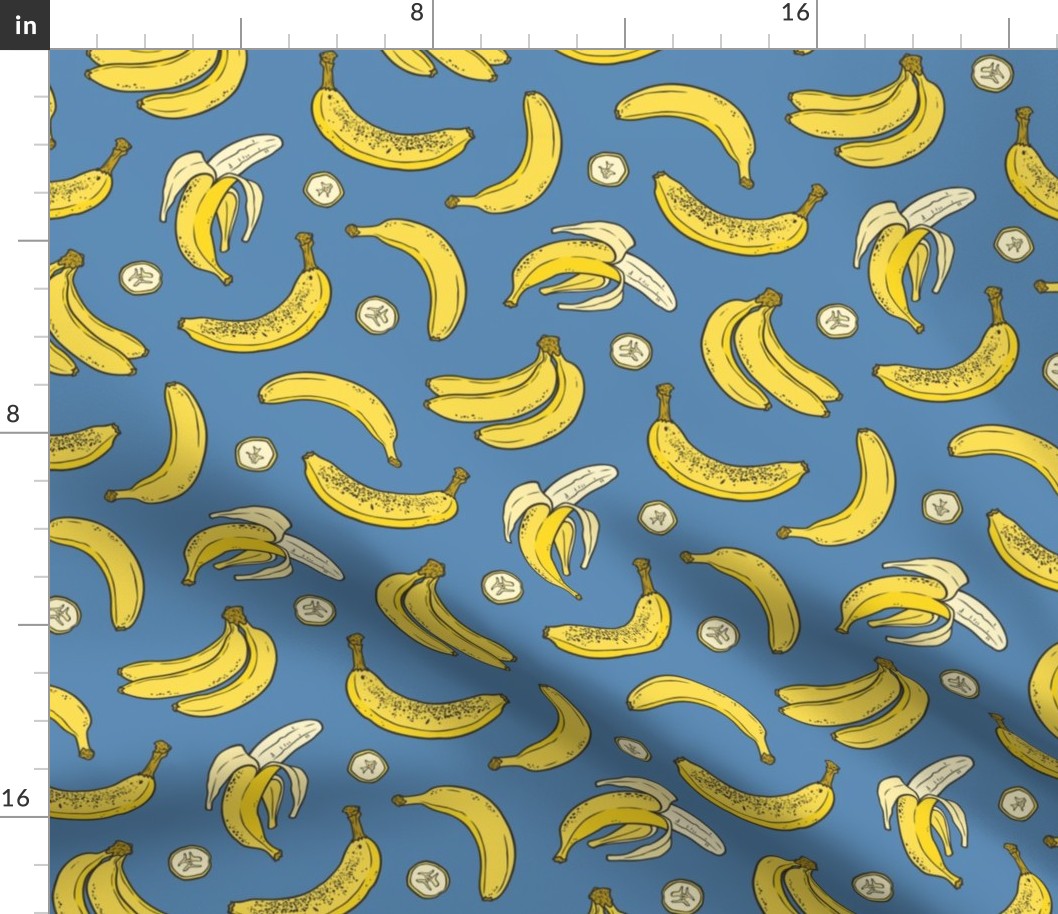 Bananas Summer Fruits on Blue