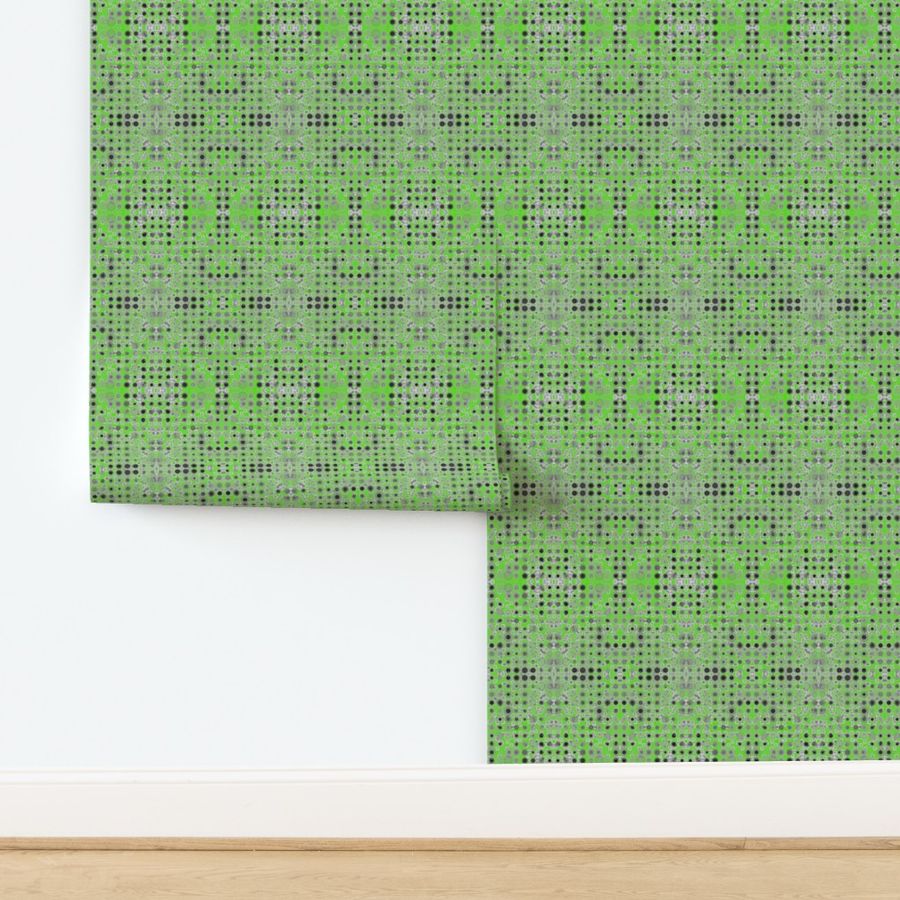 Dancing Dots and Spots of Grey on Lime Green