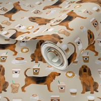 bloodhound fabric dogs and coffees design - sand