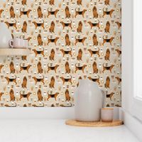 bloodhound fabric dogs and coffees design - sand