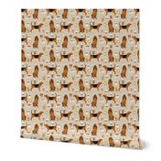 bloodhound fabric dogs and coffees design - sand