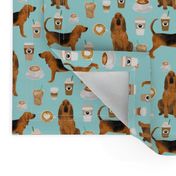 bloodhound fabric dogs and coffees design - blue tint