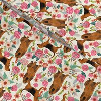 bloodhound dog fabric dogs and florals - cream