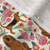 bloodhound dog fabric dogs and florals - cream